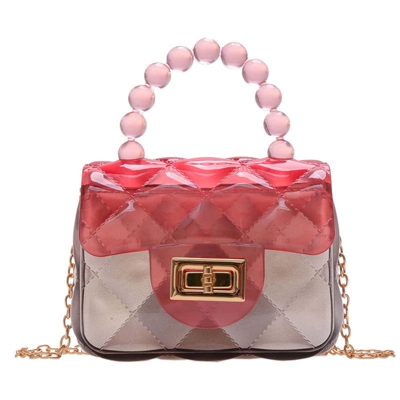 Women's Mini Pvc Color Block Fashion Transparent Square Lock Clasp Crossbody Bag