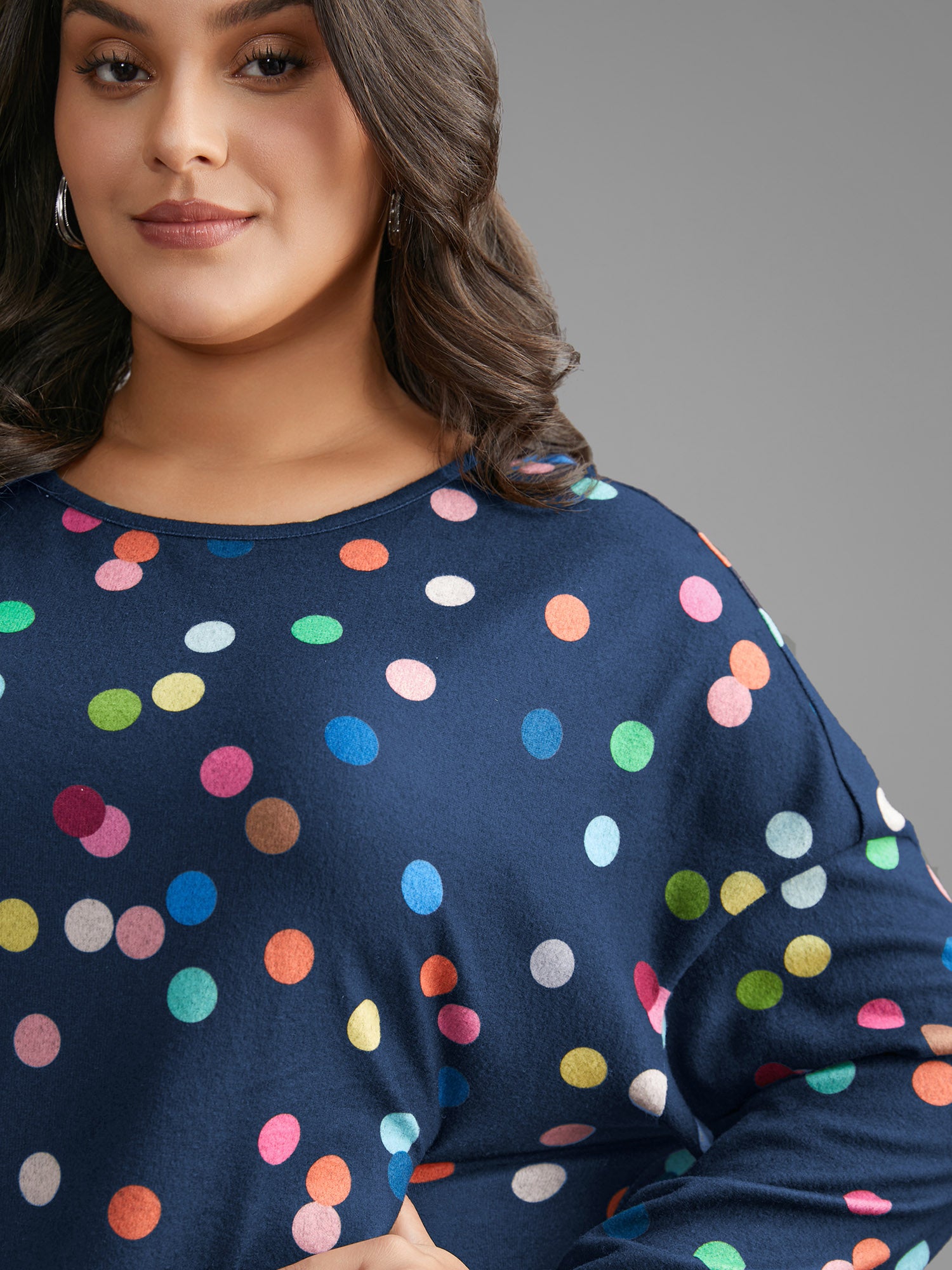 Color Polka Dot Drop Shoulder T-shirt