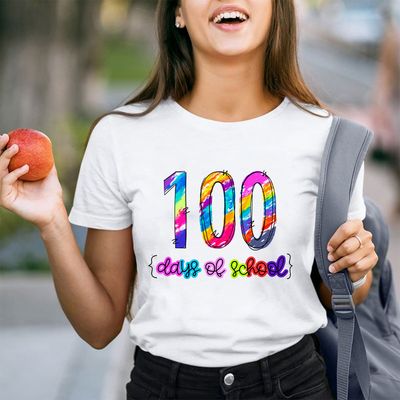 Crayon Colorful 100 Days Of School Teacher T-Shirt