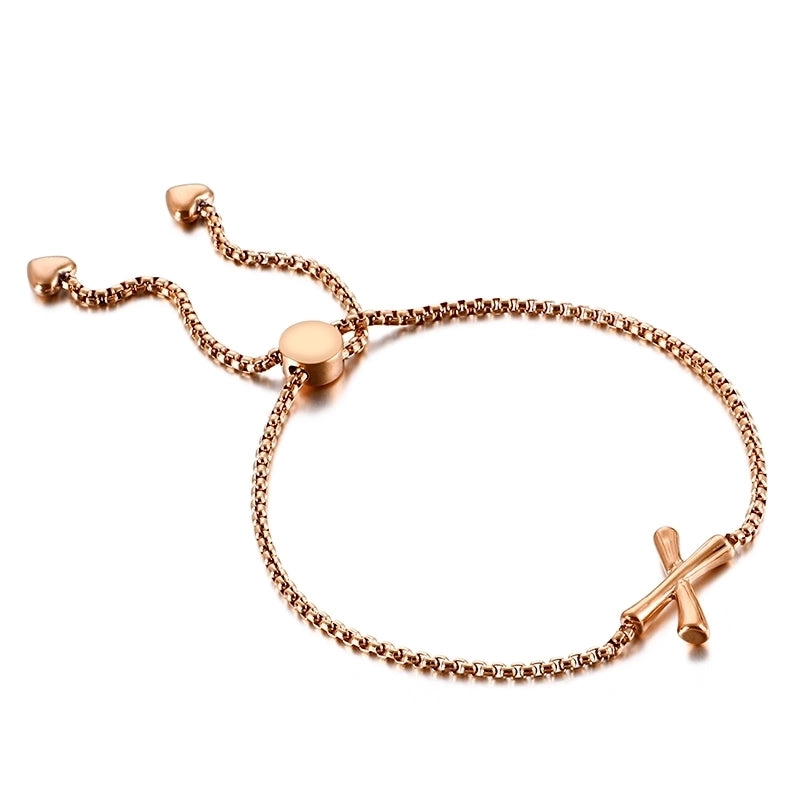 Casual Minimalist Letter Heart Shape Stainless Steel 18K Gold Plated Bracelets In Bulk
