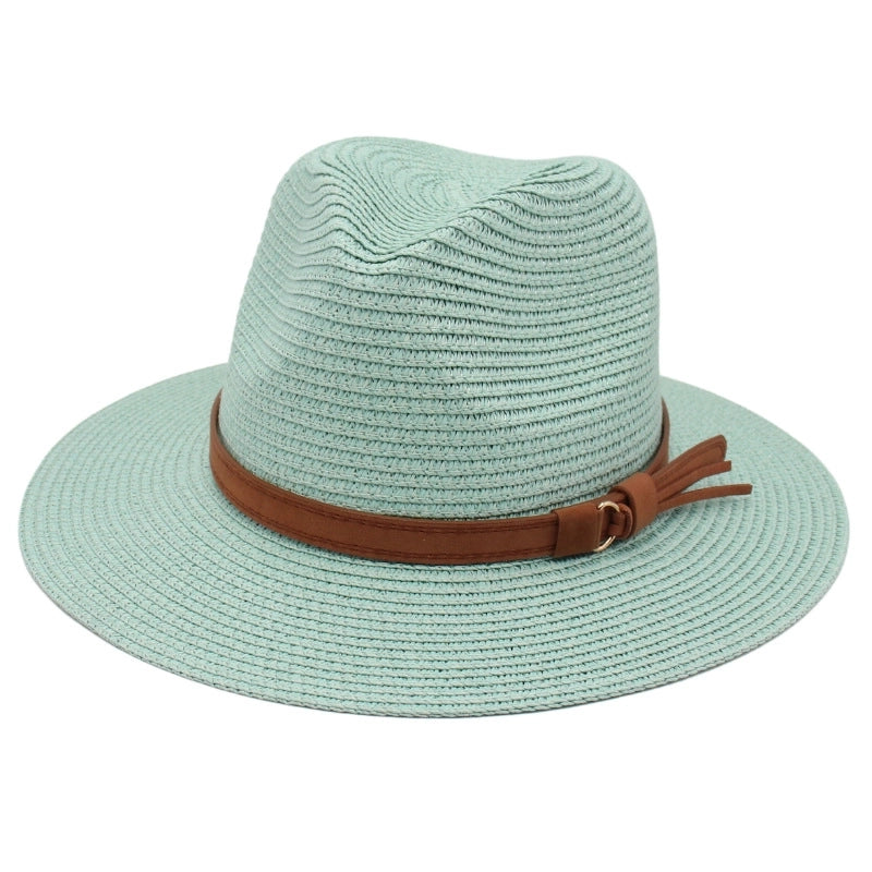 Unisex Pastoral Solid Color Wide Eaves Straw Hat