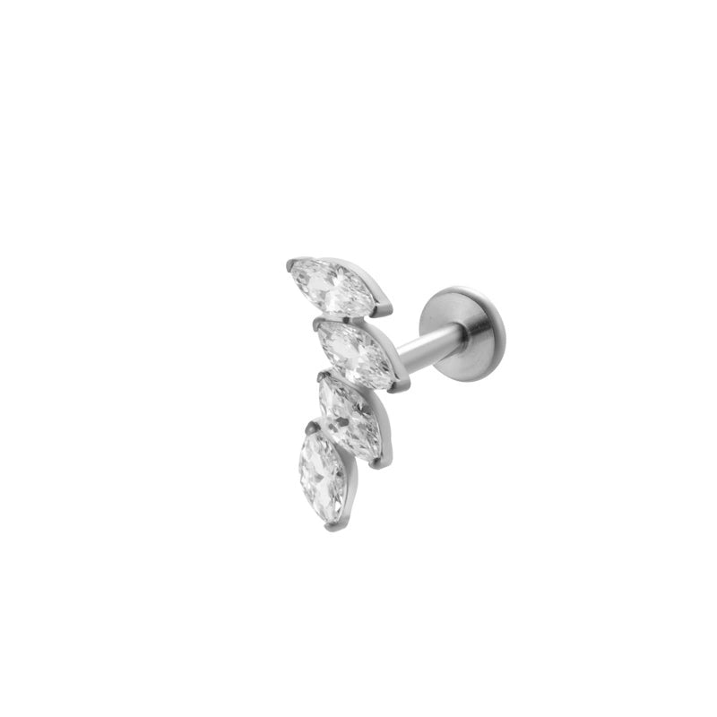 1 Piece Ear Cartilage Rings & Studs IG Style Vintage Style Leaves Heart Shape Bee Pure Titanium Plating Inlay Zircon