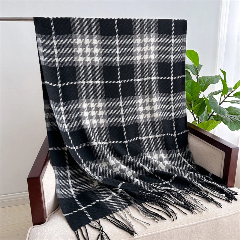 Unisex Basic Classic Style Lattice Polyester Scarf