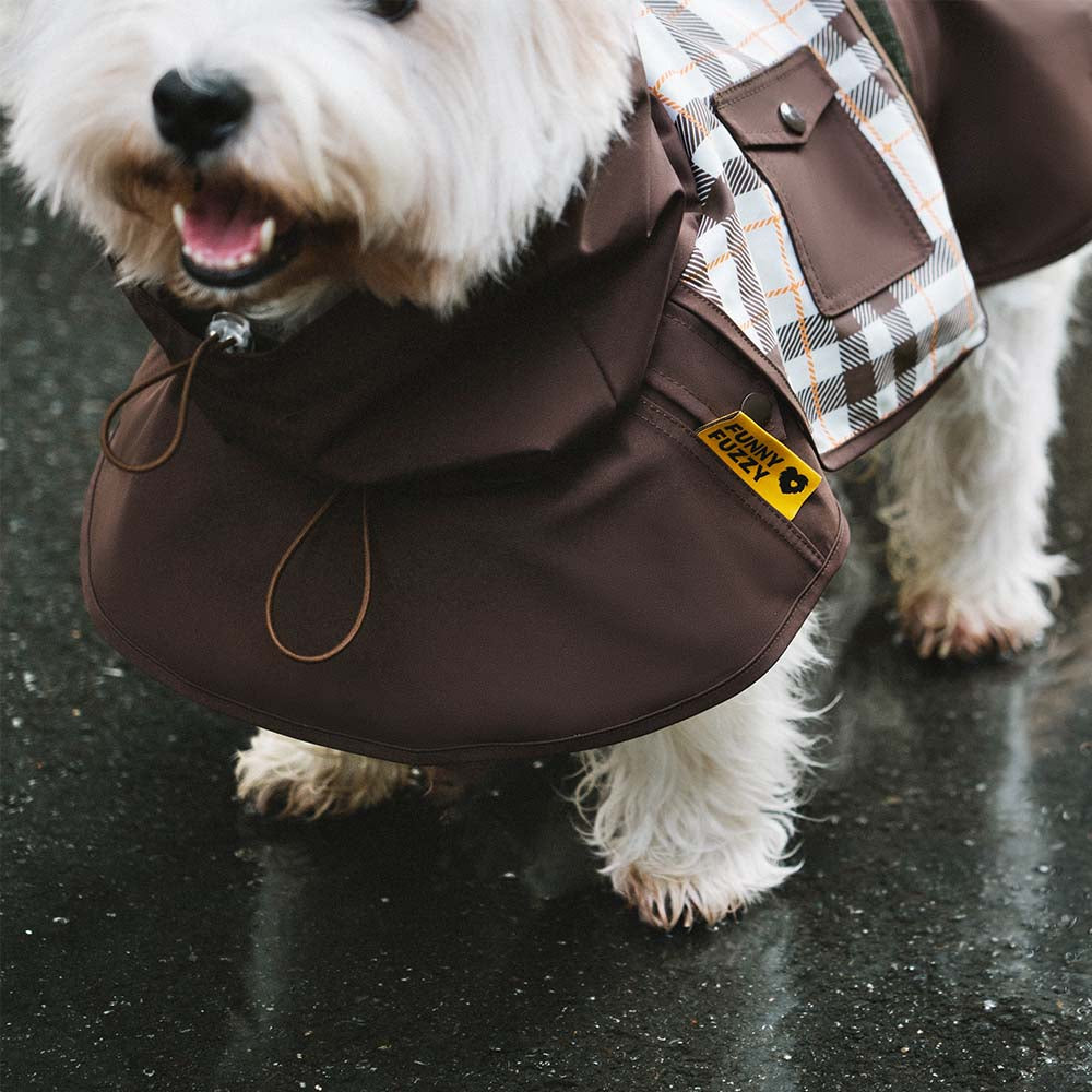 Waterproof Vintage Plaid Adjustable Dog Raincoat - All-Weather Protection