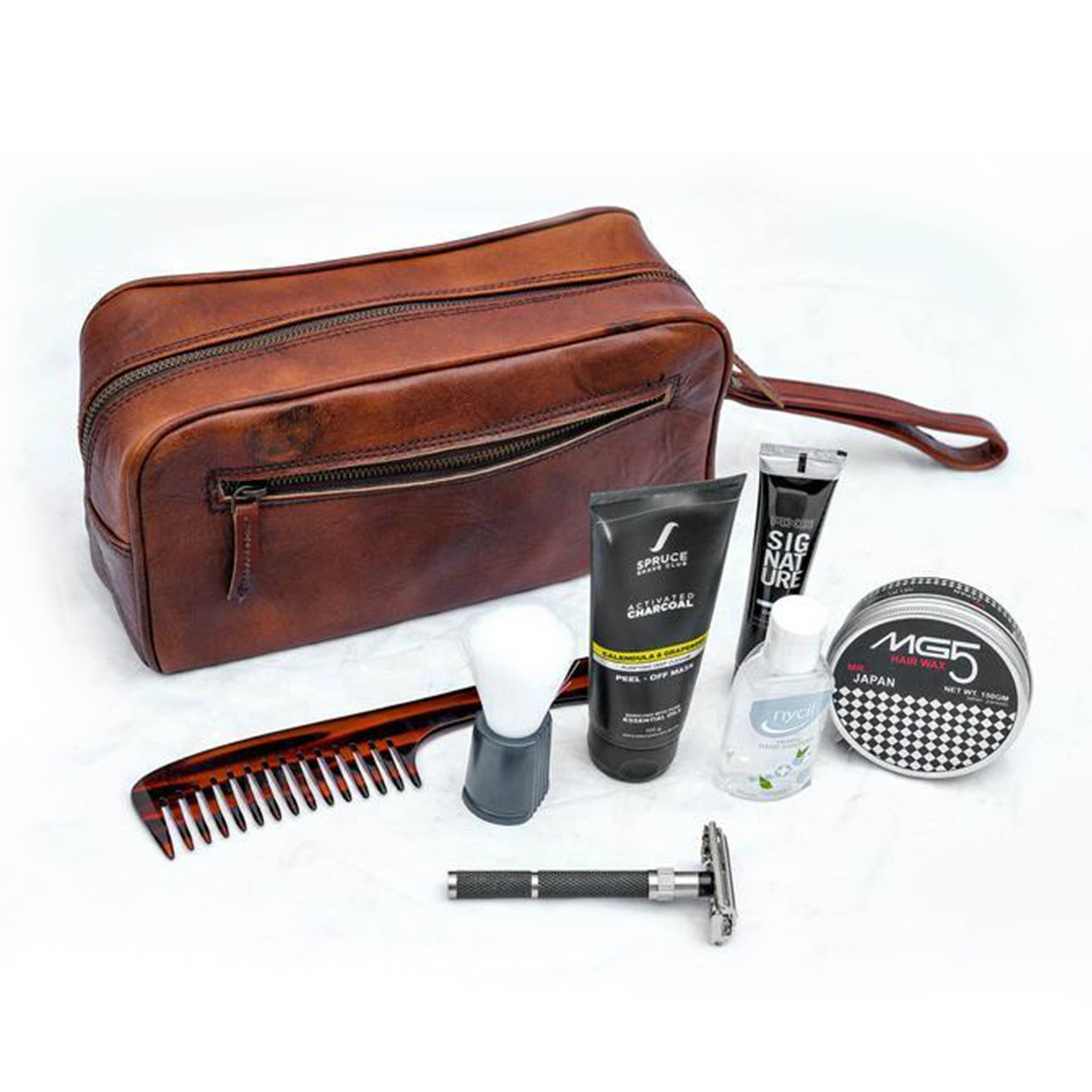 Single Section Toiletry- Brown