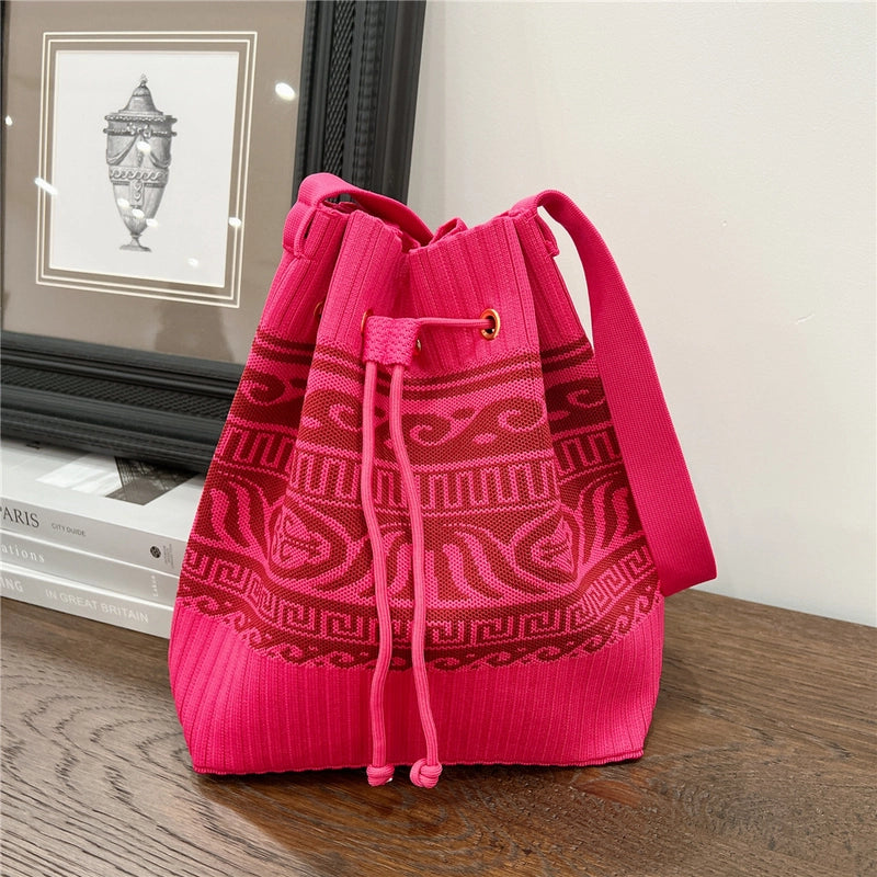 Women's Medium Knit Geometric Vintage Style Classic Style String Tote Bag