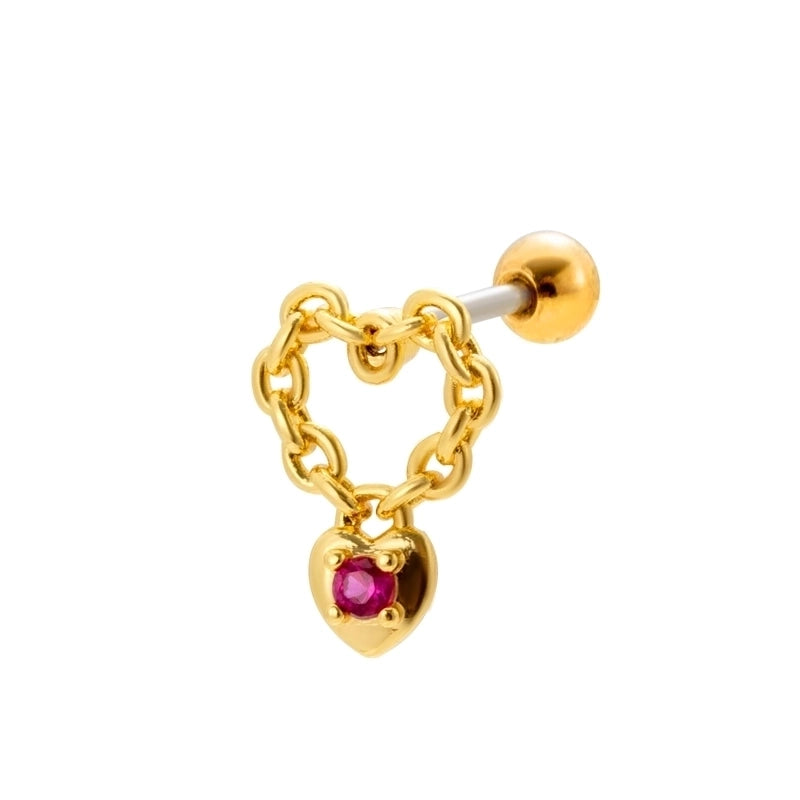 1 Piece Ear Cartilage Rings & Studs Sweet Heart Shape Flower 316L Stainless Steel  Copper Plating Inlay Zircon Ear Cartilage Rings & Studs
