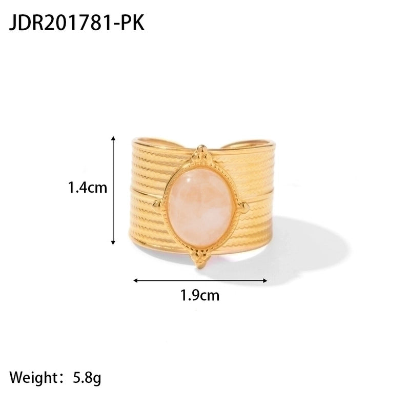 Fashion Geometric 304 Stainless Steel Artificial Gemstones Irregular Rings
