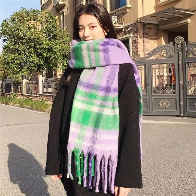 Women's Lady Minimalist Lattice Imitation Cashmere Scarf