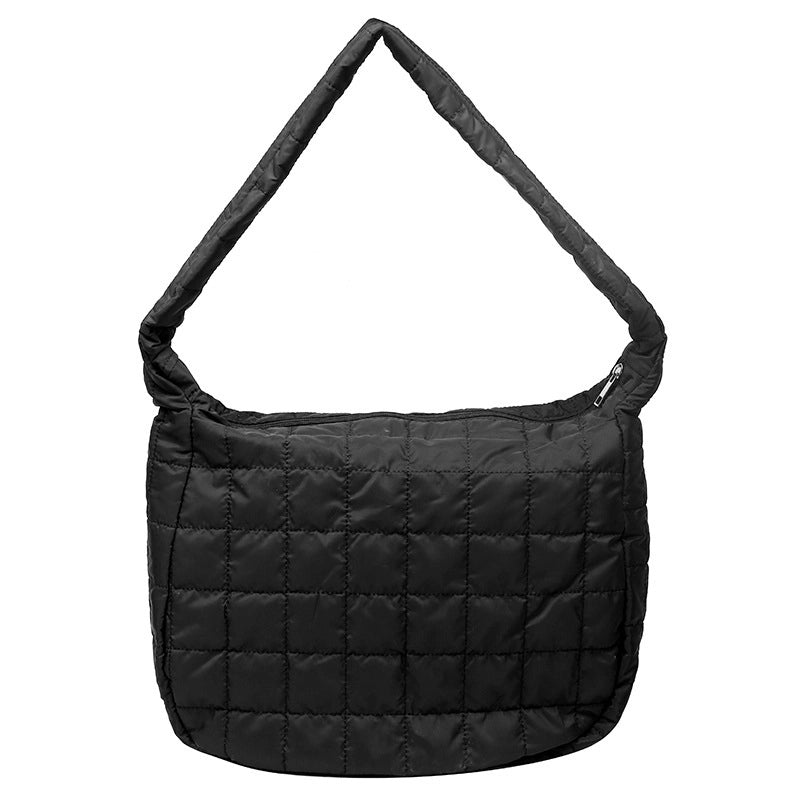 Women's Large Polyester Lingge Fashion Dumpling Shape Zipper Crossbody Bag