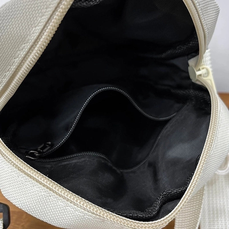 Men's Nylon Solid Color Streetwear Square Zipper Shoulder Bag