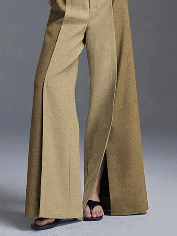 Loose Wide Leg Split-Front Casual Pants Bottoms Trousers