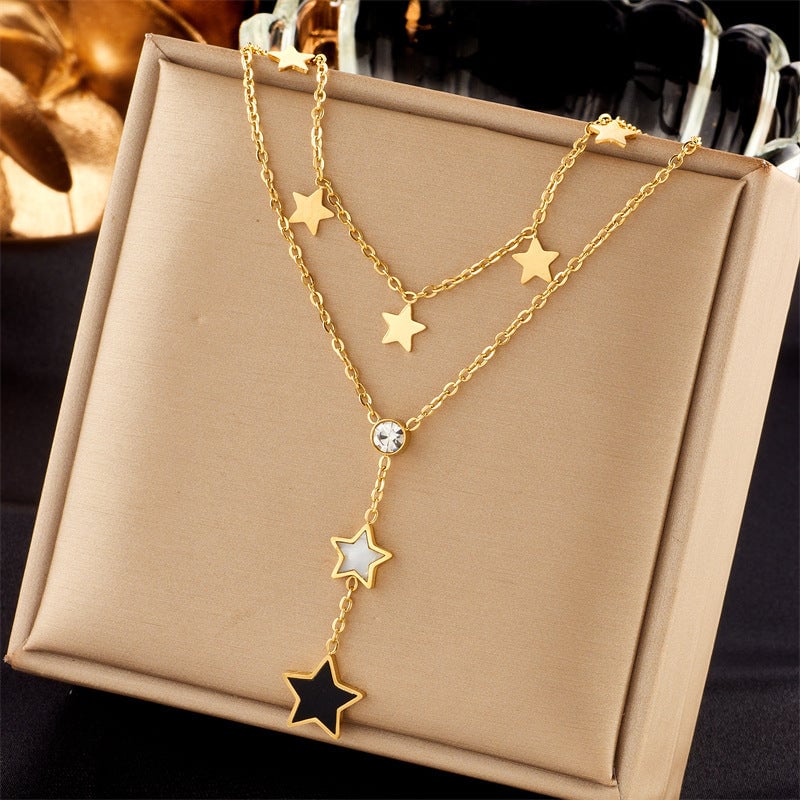 Fashion Moon Star Geometric Titanium Steel Electroplating Necklaces