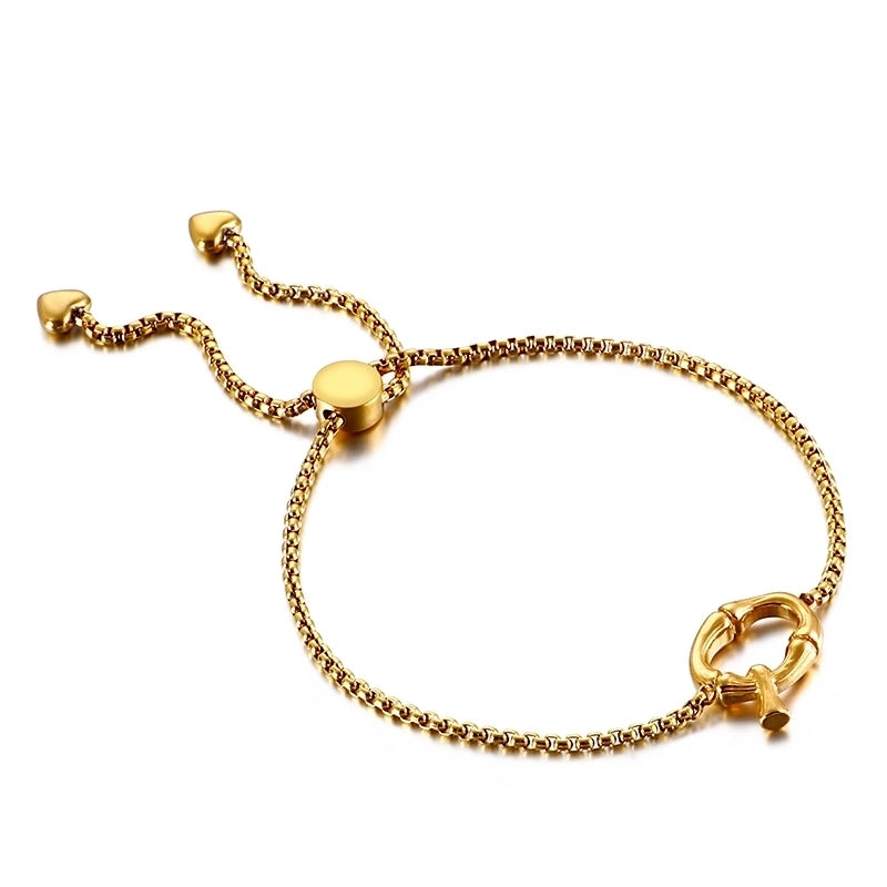 Casual Minimalist Letter Heart Shape Stainless Steel 18K Gold Plated Bracelets In Bulk