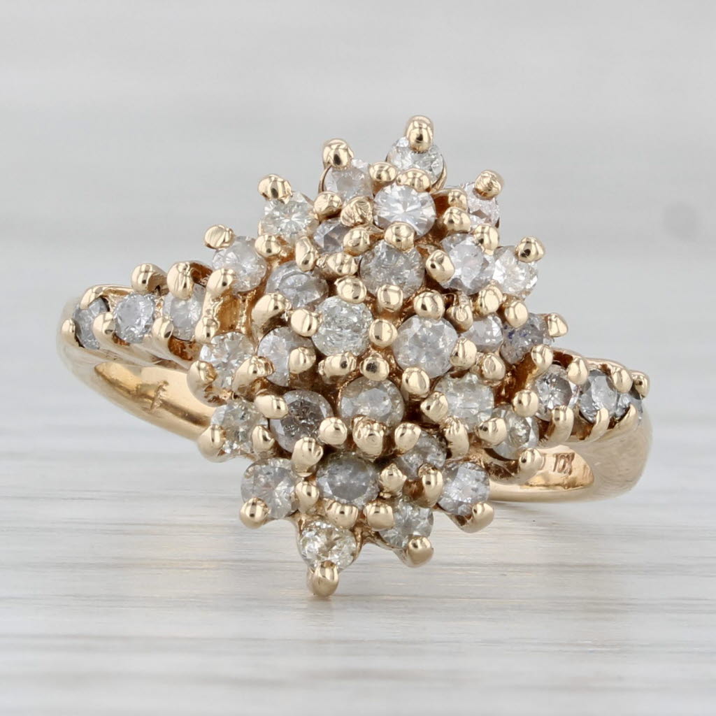 0.70ctw Diamond Cluster Ring 10k Yellow Gold Size 6