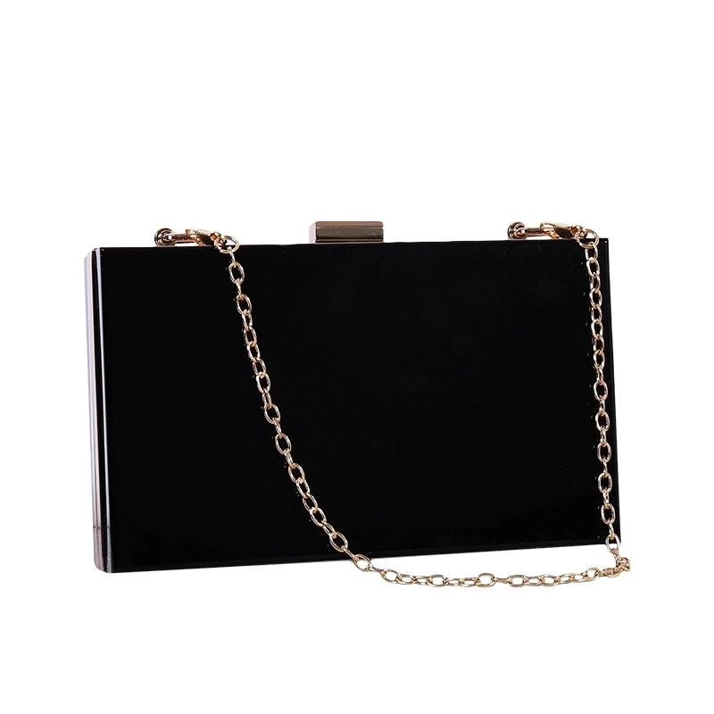 White Black Transparent Arylic Solid Color Square Clutch Evening Bag