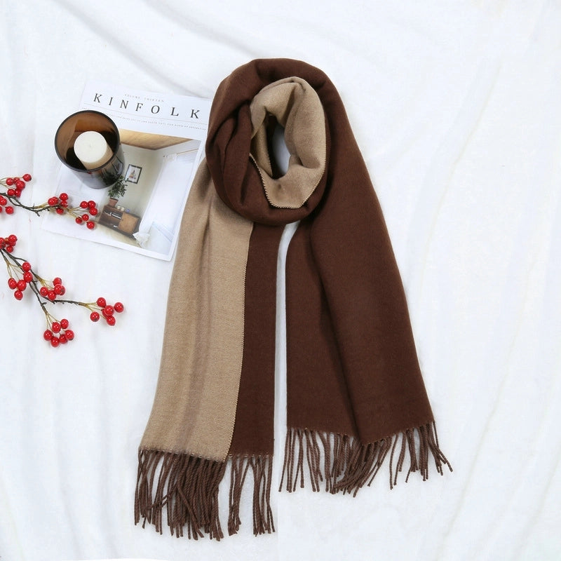 Autumn And Winter New Thickened Cashmere Double-Sided Scarf Women's Popular Versatile Color Matching Shawl Scarf