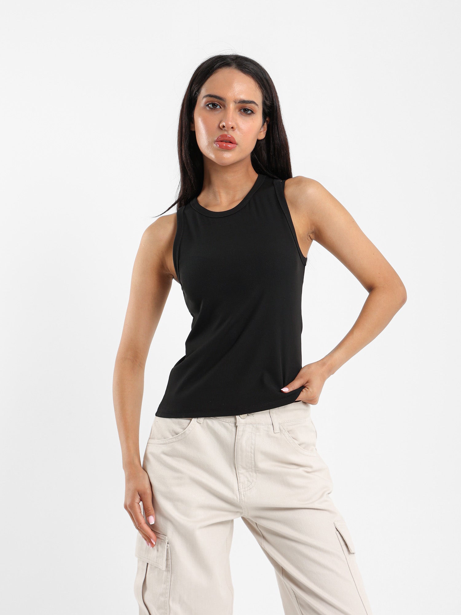 Slim Ribbed Halter Neck Top