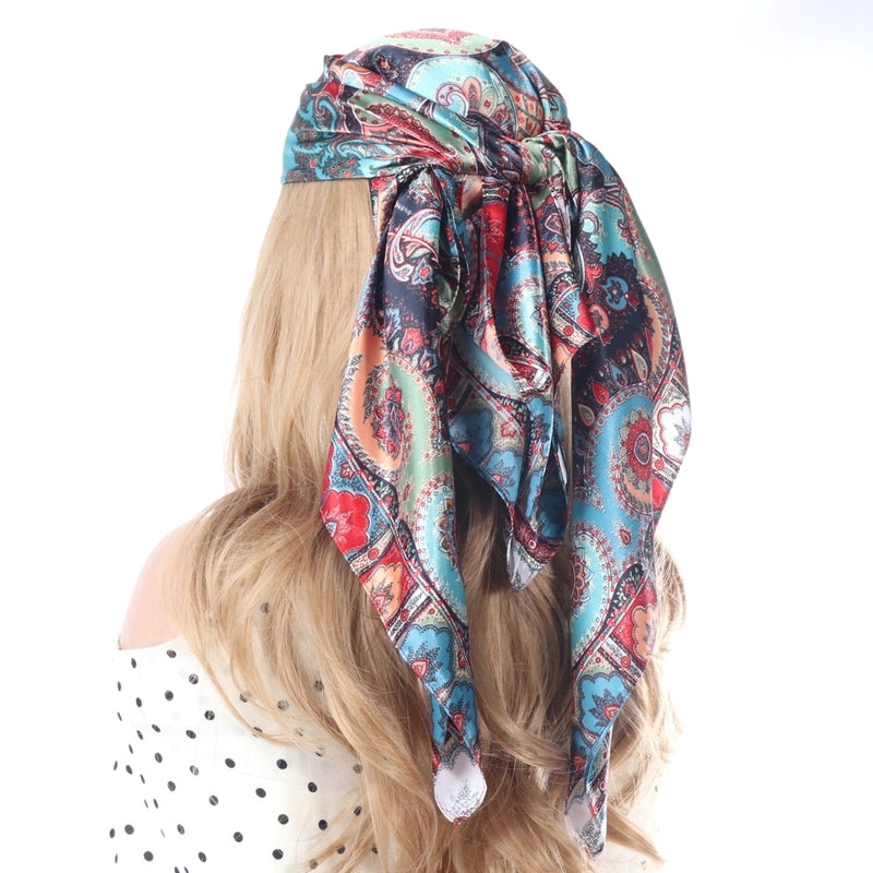 Women's Casual Vacation Streetwear Ditsy Floral Satin Printing And Dyeing Printing Dyeing Kerchief Bandanas