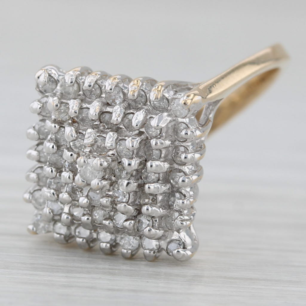 0.50ctw Diamond Cluster Ring 14k White Yellow Gold Size 6