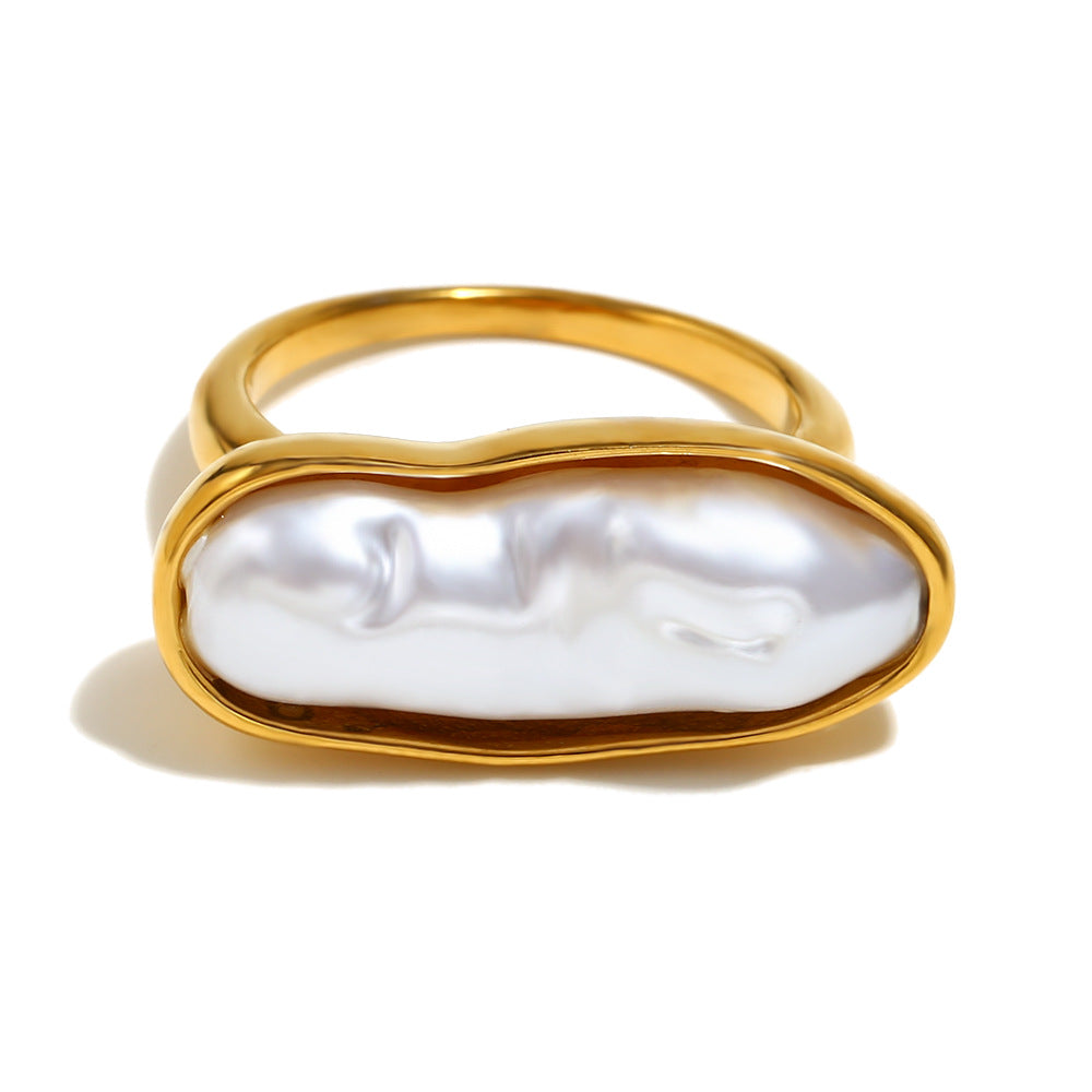 Fashionable Niche Personality Simple Hot Style Hand Jewelry Stainless Steel Plated 18K Gold Line Oil Drop Ring Female