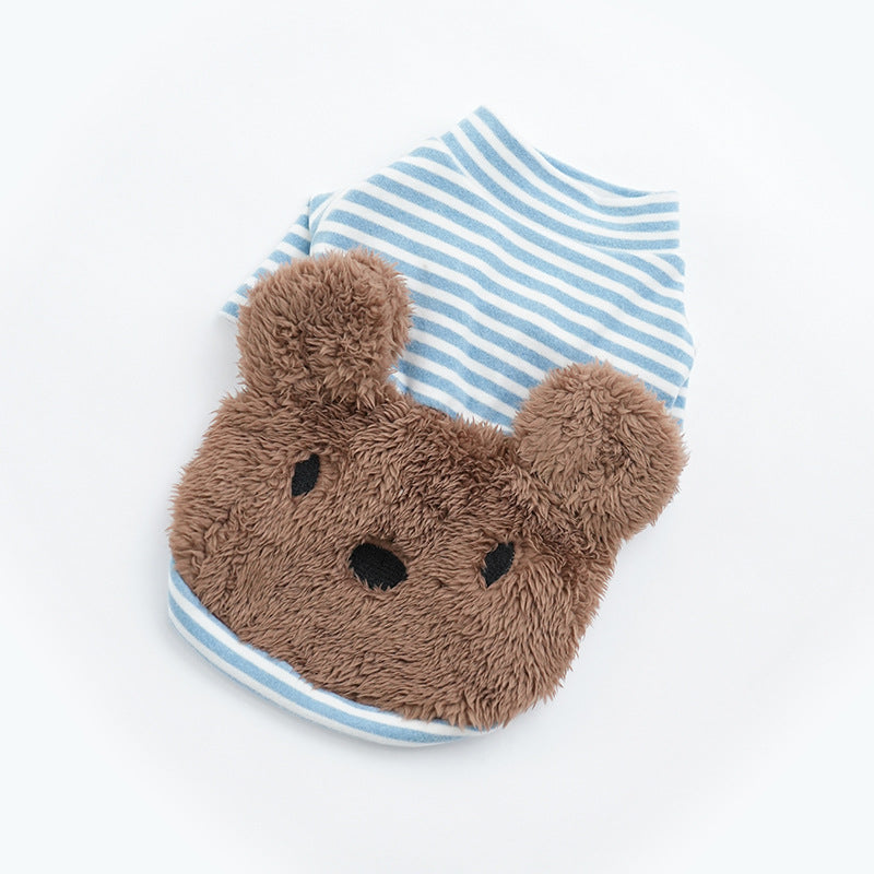 Furry Bear Striped Two-Legged Dog Clothes