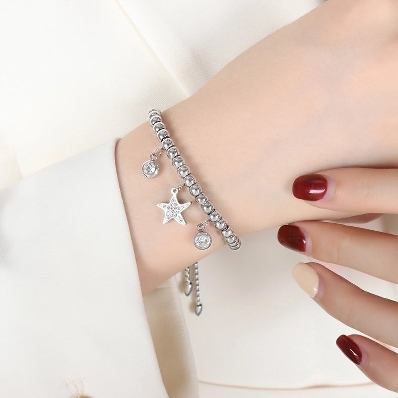 Hip-Hop Exaggerated Devil'S Eye Star Heart Shape Titanium Steel 18K Gold Plated Zircon Bracelets In Bulk