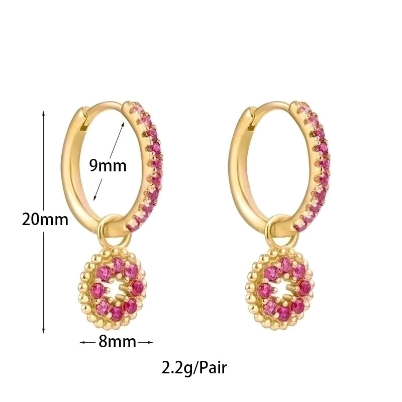 1 Pair Elegant Circle Heart Shape Plating Inlay Copper Zircon 18k Gold Plated Drop Earrings