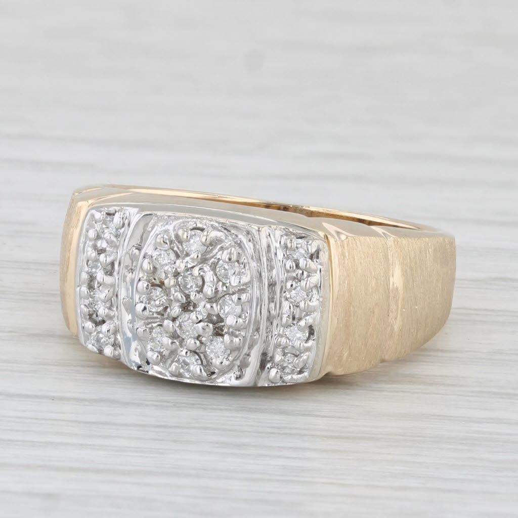 0.18ctw Diamond Cluster Ring 10k Yellow Gold Size 10 Men's