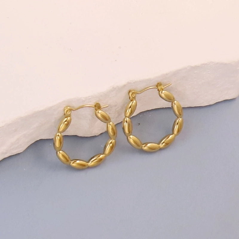 1 Pair Minimalist Pentagram Round Solid Color Plating 304 Stainless Steel 18K Gold Plated Earrings