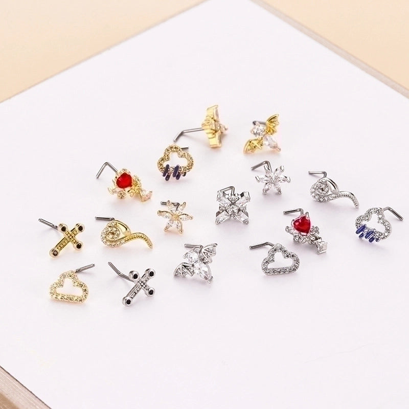 1 Piece Nose Rings & Studs Fashion Clouds Heart Shape Flower 316L Stainless Steel  Copper Plating Zircon