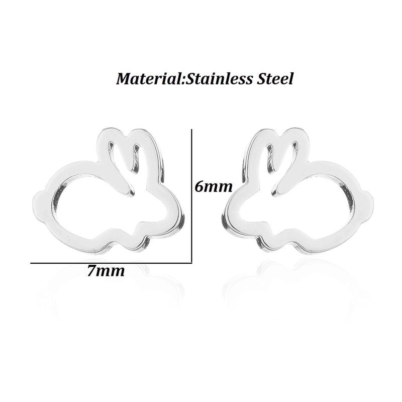 Minimalist Letter Cat Elephant Stainless Steel Plating Hollow Out Ear Studs 1 Pair