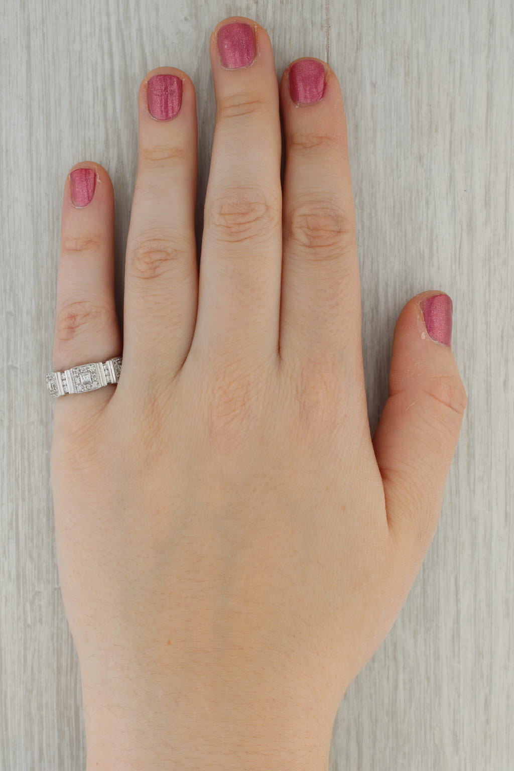 0.48ctw Diamond Halos Ring 14k White Gold Size 6.75