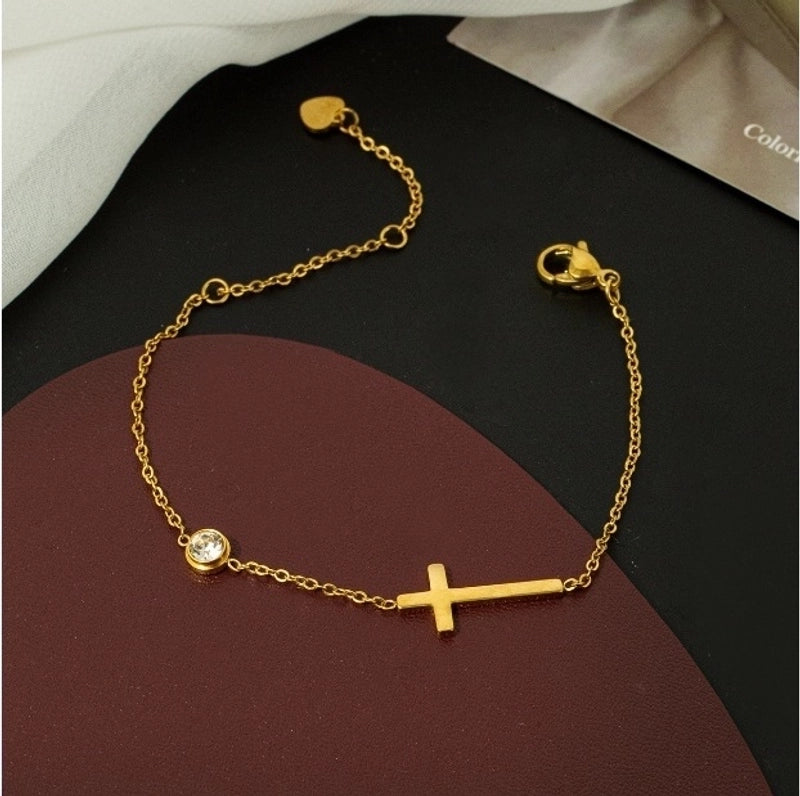 Elegant Basic Streetwear Heart Shape Butterfly Titanium Steel Zircon Bracelets In Bulk