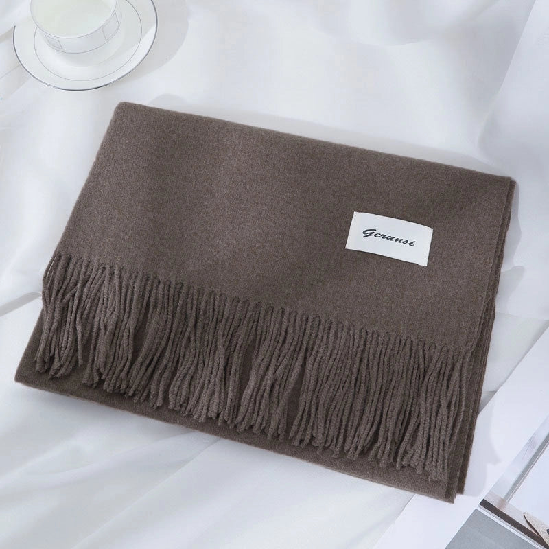 Women's Minimalist Solid Color Imitation Cashmere Tassel Scarf