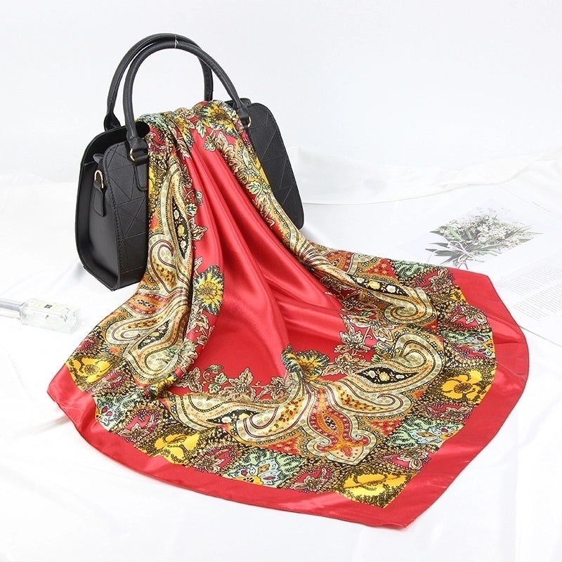 Women's Retro Flower Satin Printing Scarves & Gloves