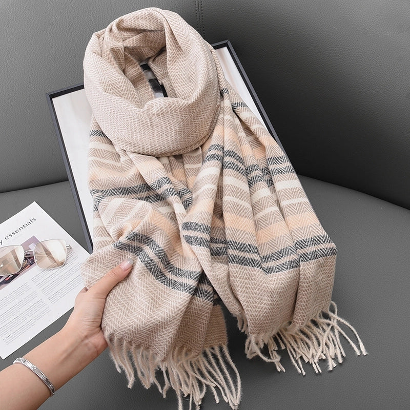 Women's Casual Classic Style Stripe Polyester Scarf