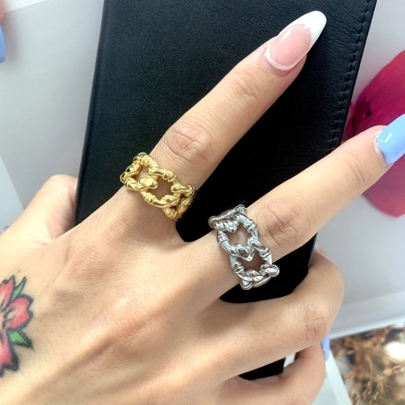Commute Geometric 304 Stainless Steel Titanium Steel 18K Gold Plated Plating Rings