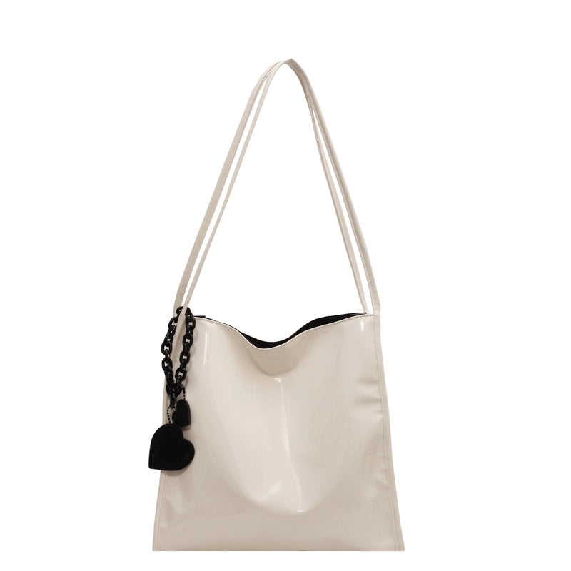 Women's Large Pu Leather Solid Color Streetwear Square Magnetic Buckle Tote Bag