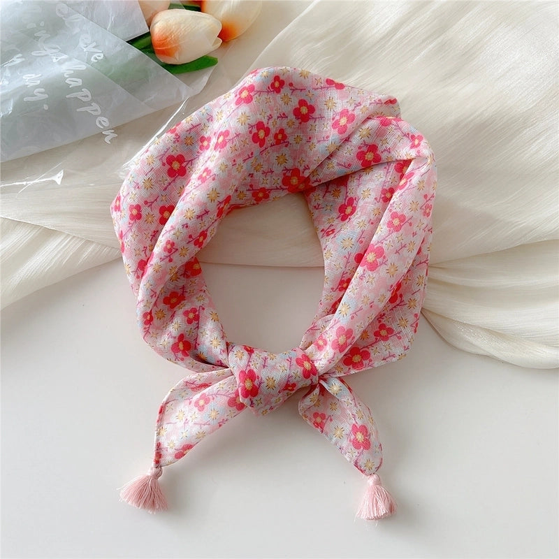 Women's Elegant Minimalist Flower Cotton And Linen Silk Scarf