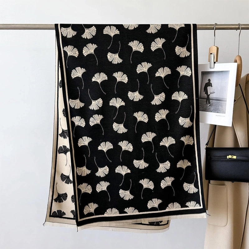 Women's Basic Minimalist Maple Leaf Polyester Scarf