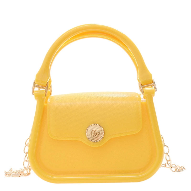 Women's Mini All Seasons Pvc Solid Color Fashion Metal Button Square Magnetic Buckle Handbag