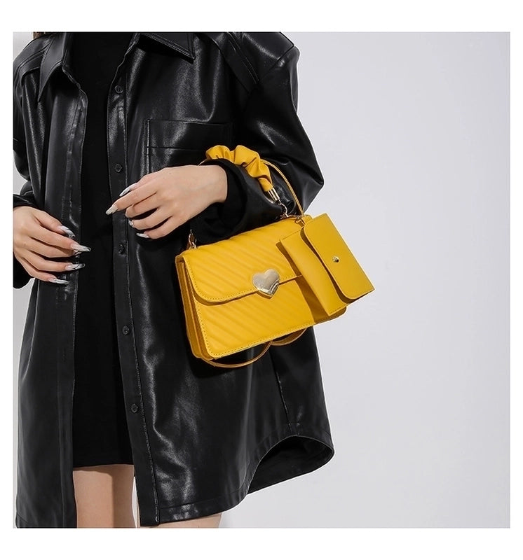 Women's Medium Pu Leather Solid Color Streetwear Magnetic Buckle Crossbody Bag