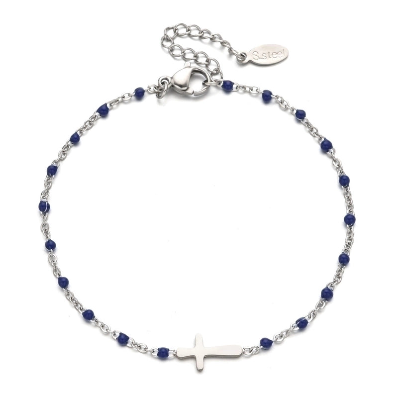 Minimalist Cross Stainless Steel Enamel Plating Bracelets
