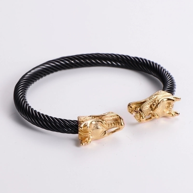 304 Stainless Steel 18K Gold Plated Hip-Hop Inlay Geometric Acrylic Pearl Bangle