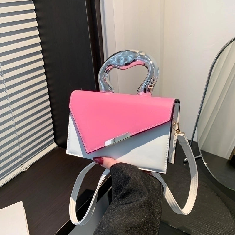Women's Pu Leather Color Block Elegant Flip Cover Handbag
