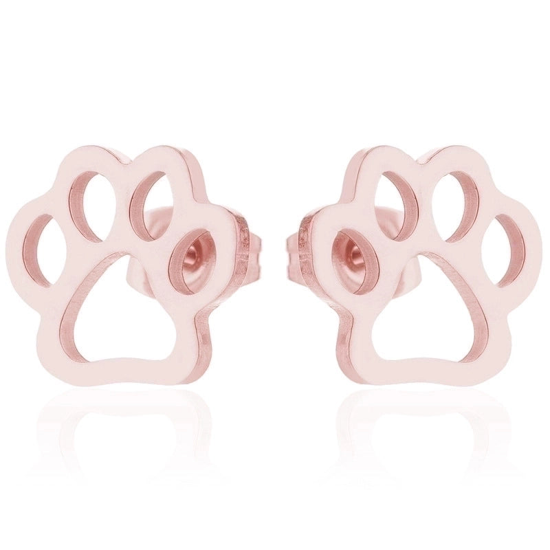 1 Pair Fashion Paw Print 304 Stainless Steel 18K Gold Plated Ear Studs