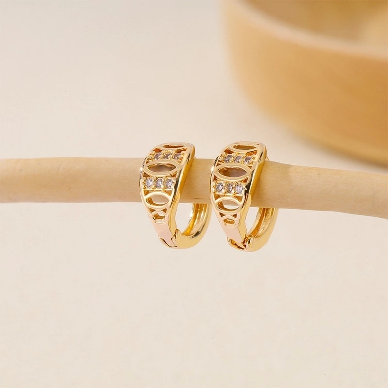 1 Piece IG Style Minimalist Geometric Inlay Copper Zircon Earrings