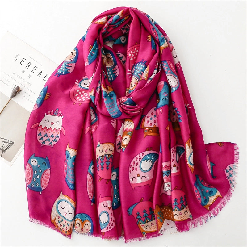 Women's Cute Owl Polyester Scarf