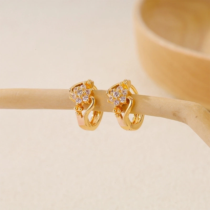 1 Piece IG Style Minimalist Geometric Inlay Copper Zircon Earrings